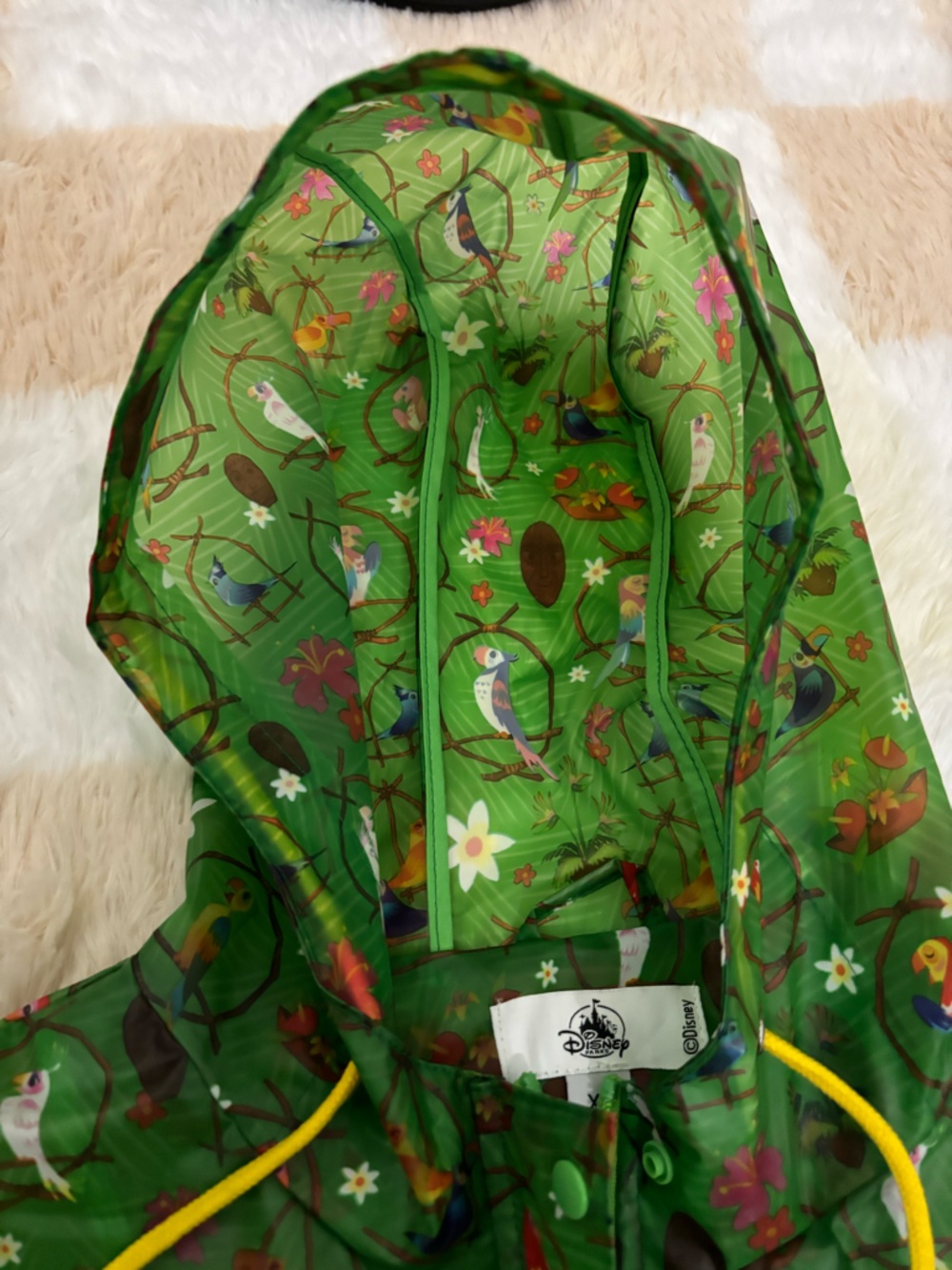 Disney Enchanted Tiki Room Green Hooded Rain Jacket - Picture 6 of 9